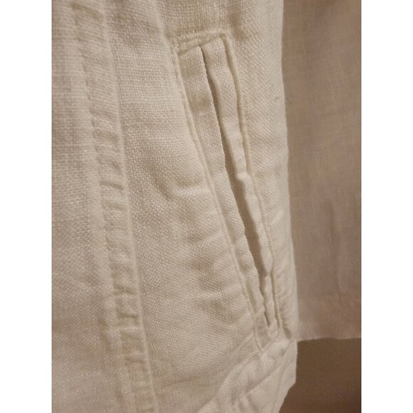 Chico's Alabaster 3/4 Sleeve Front Zip Linen Modern Shirt Jacket Size 3 USA 18 - Picture 11 of 14